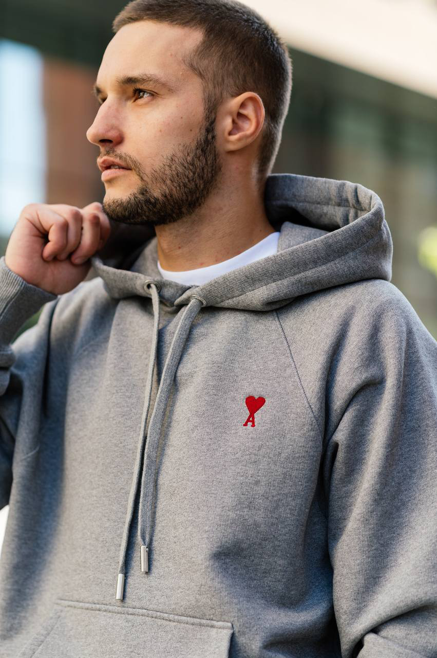 Ami Paris Серые худи с логотипом BFUSW205747 изображение 6