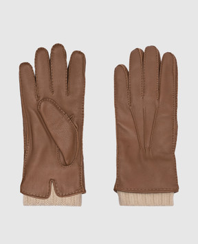Loro Piana Коричневые кожаные перчатки FAL9542