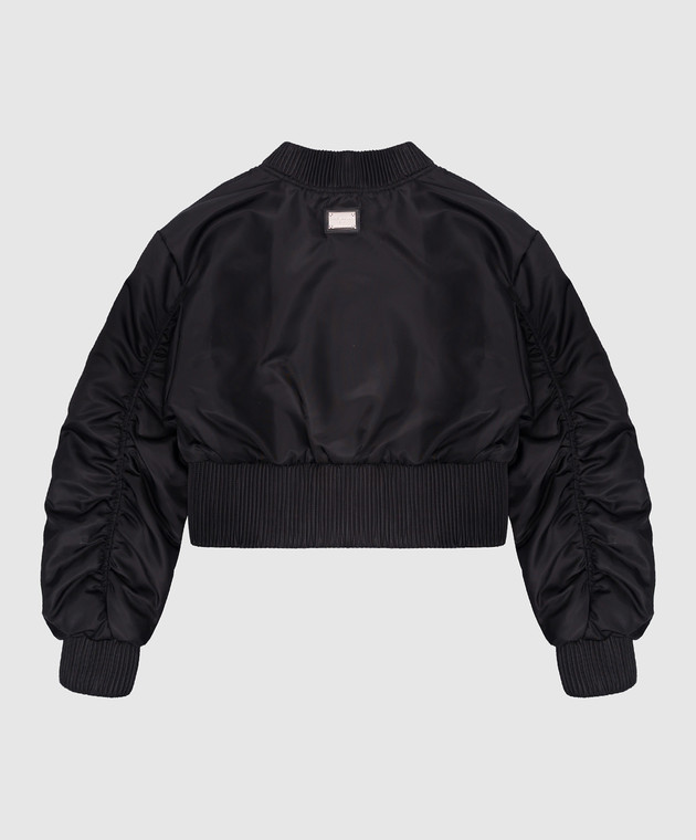 Dolce&Gabbana Children's black bomber jacket with logo patch L5JBP6G7K5D image 2