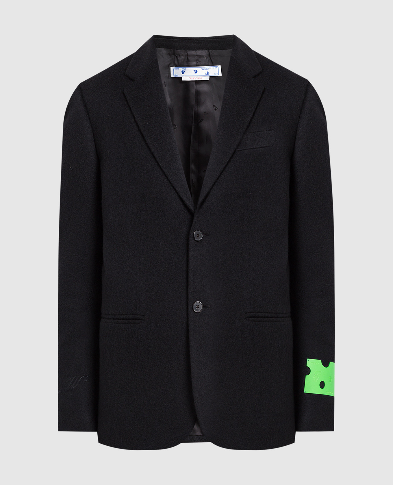 Black cashmere blazer with logo patch