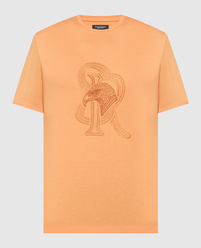 Stefano Ricci Оранжевая футболка с вышивкой логотипа MNH4103150803