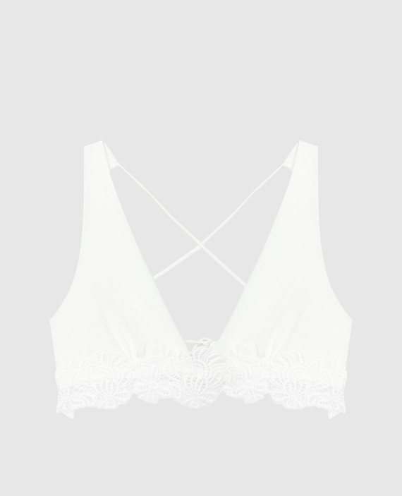 White bodice from a swimsuit with lace
