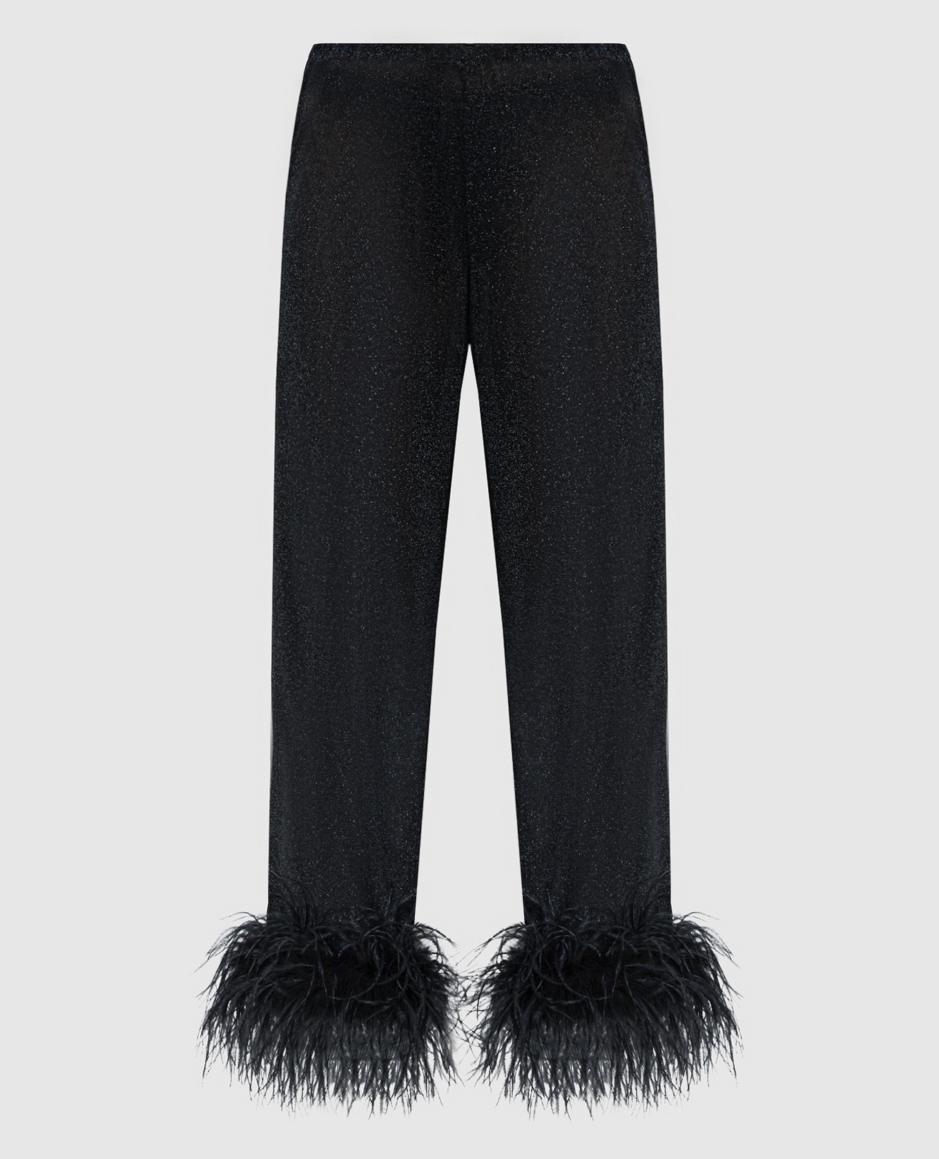 Черные брюки Lumiеre Plumage со страусиными перьями