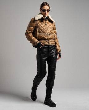 Moncler Grenoble Коричневая пуховая куртка Chaviere с воротником на меху 1A0002253071
