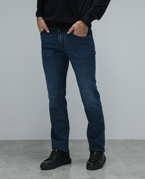 Stefano Ricci Сині джинси з вишивкою логотипа з ефектом потертості MST34S1170T0093