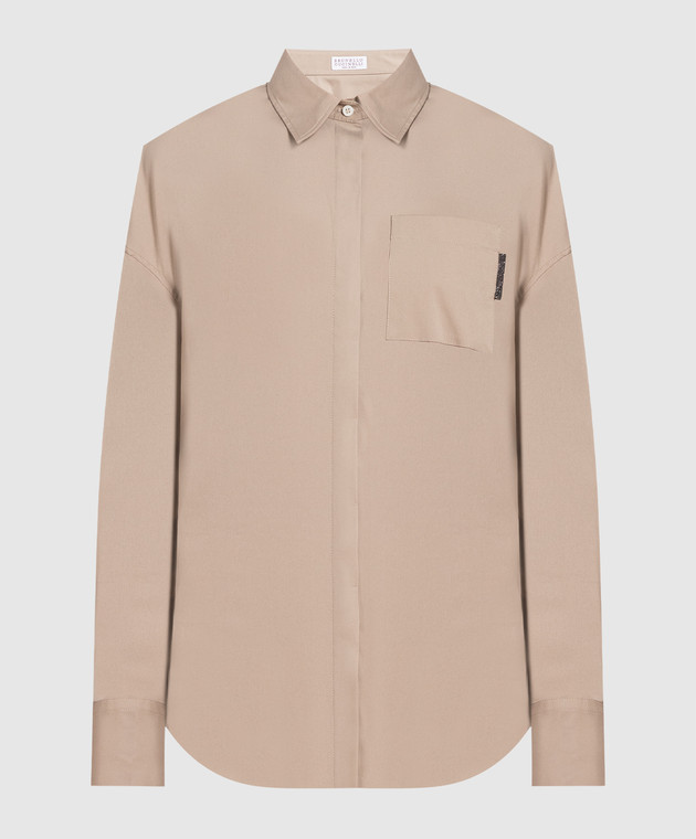 Brunello Cucinelli Khaki shirt with monil chain M0091MF116