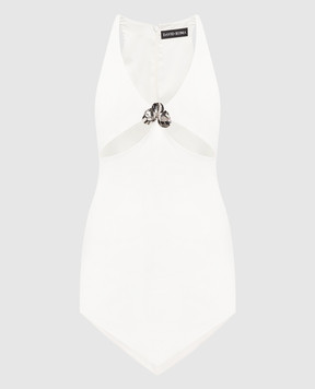 David Koma Біла сукня міні з металевою деталлю у вигляді ірису RE23DK06D