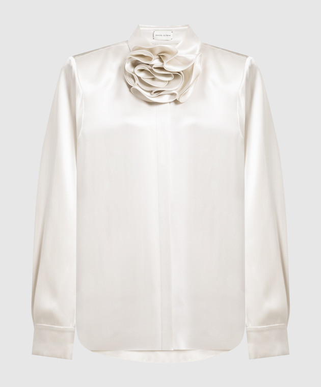 Magda Butrym Gray silk shirt with a brooch 104922