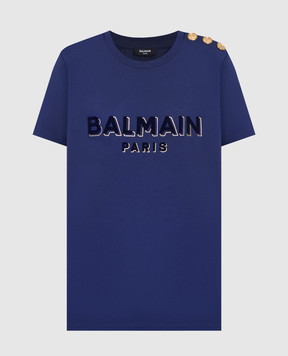 Balmain Синя футболка з логотипом AF1EF005BC07