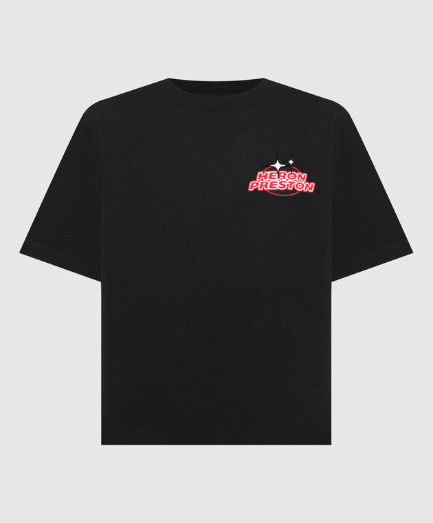 Heron Preston Black t-shirt with logo embroidery HWAA032S23JER001