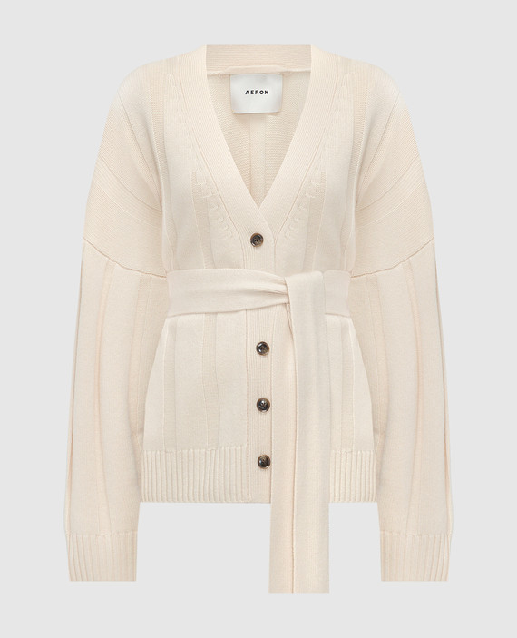 Grappa beige wool and cashmere cardigan