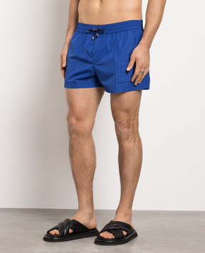Dolce&Gabbana Сині шорти для плавання з фактурним логотипом DG M4E35TFUSFW