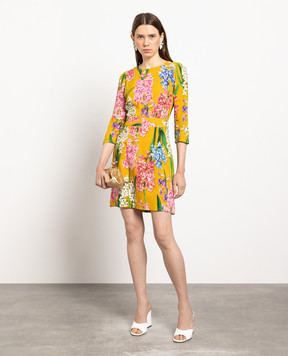Dolce&Gabbana Жовта блуза в принт Гіацинти F7T88TFPRUD