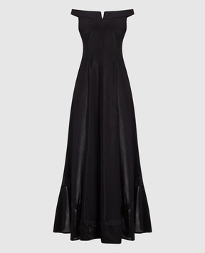 Olena Dats Черное платье макси с блестящим эффектом OD2011