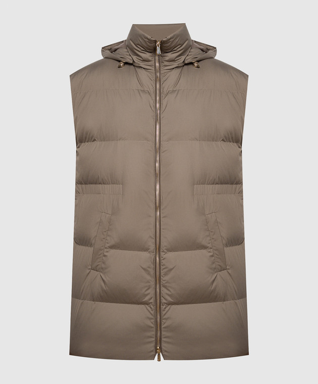 Brown quilted down vest