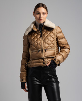 Moncler Grenoble Коричневая пуховая куртка Chaviere с воротником на меху 1A0002253071