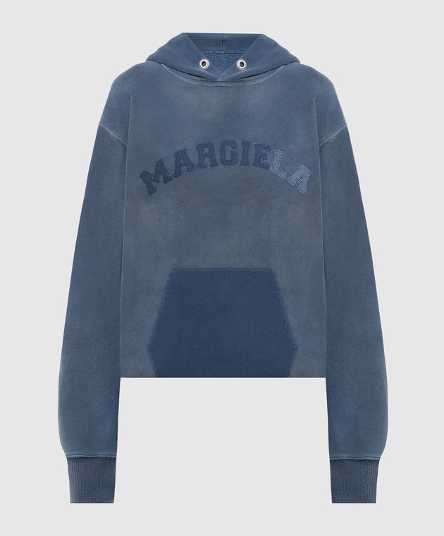 Maison Margiela Blue hoodie with logo patch S51GU0127S25570