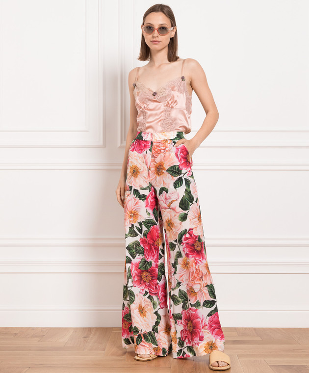 Dolce&Gabbana Pink palazzos made of silk with a Peony print FTBT3TIS1E3 image 2