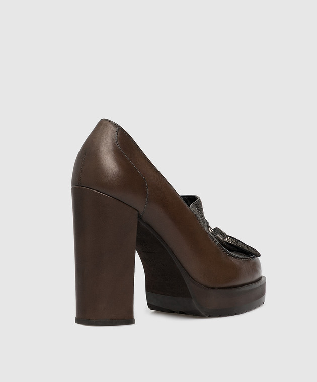 Brunello Cucinelli Коричневые кожаные туфли MZDFLG045 изображение 4