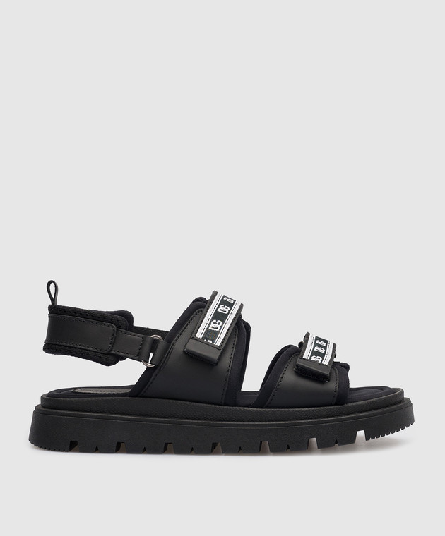Dolce&Gabbana Дитячі чорні комбіновані сандалі з контрастним логотипом DG DA5049AA4373336