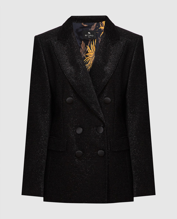 Black double-breasted jacket with lurex