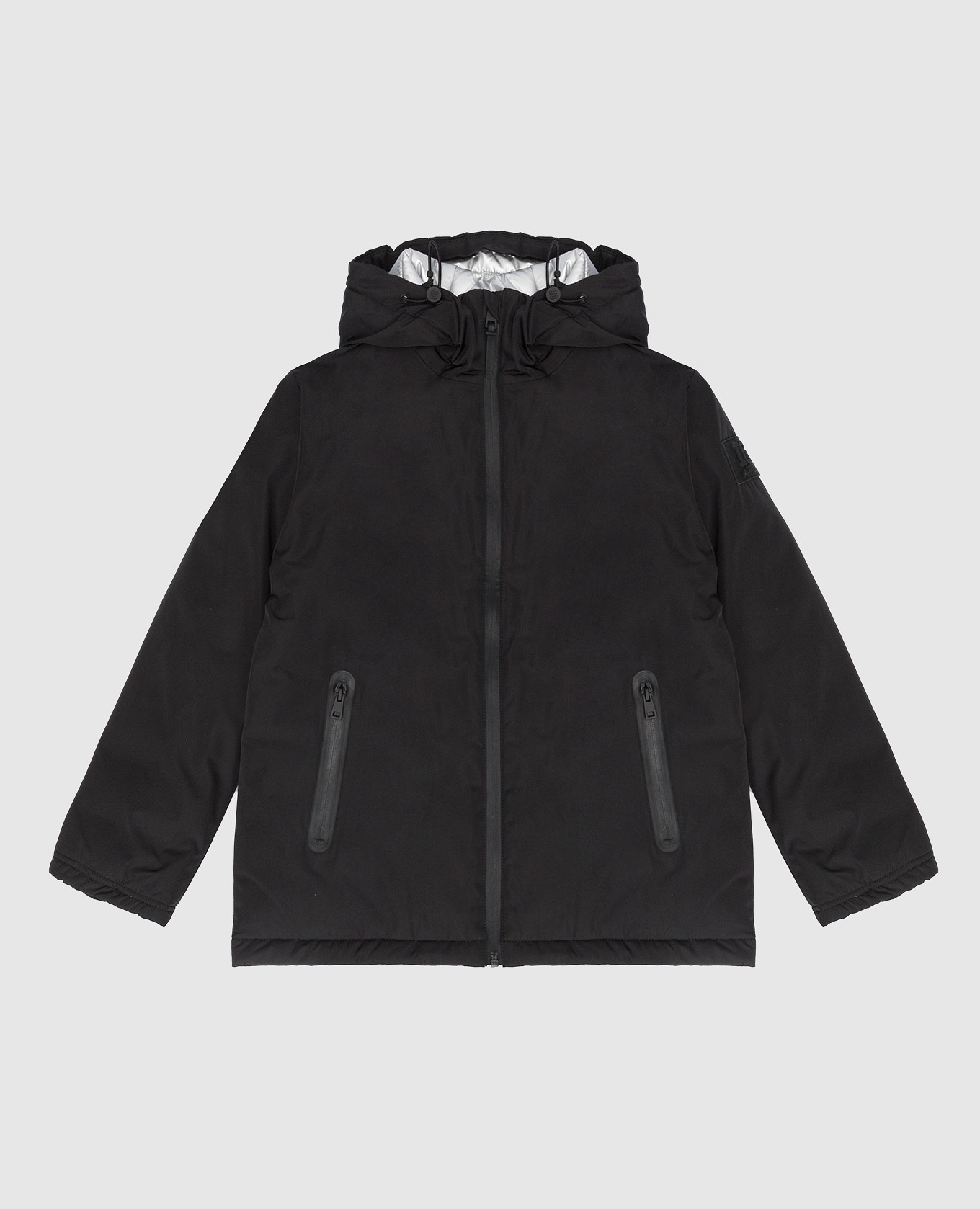 

Детская черная куртка с патчем логотипа, Черный, Куртки