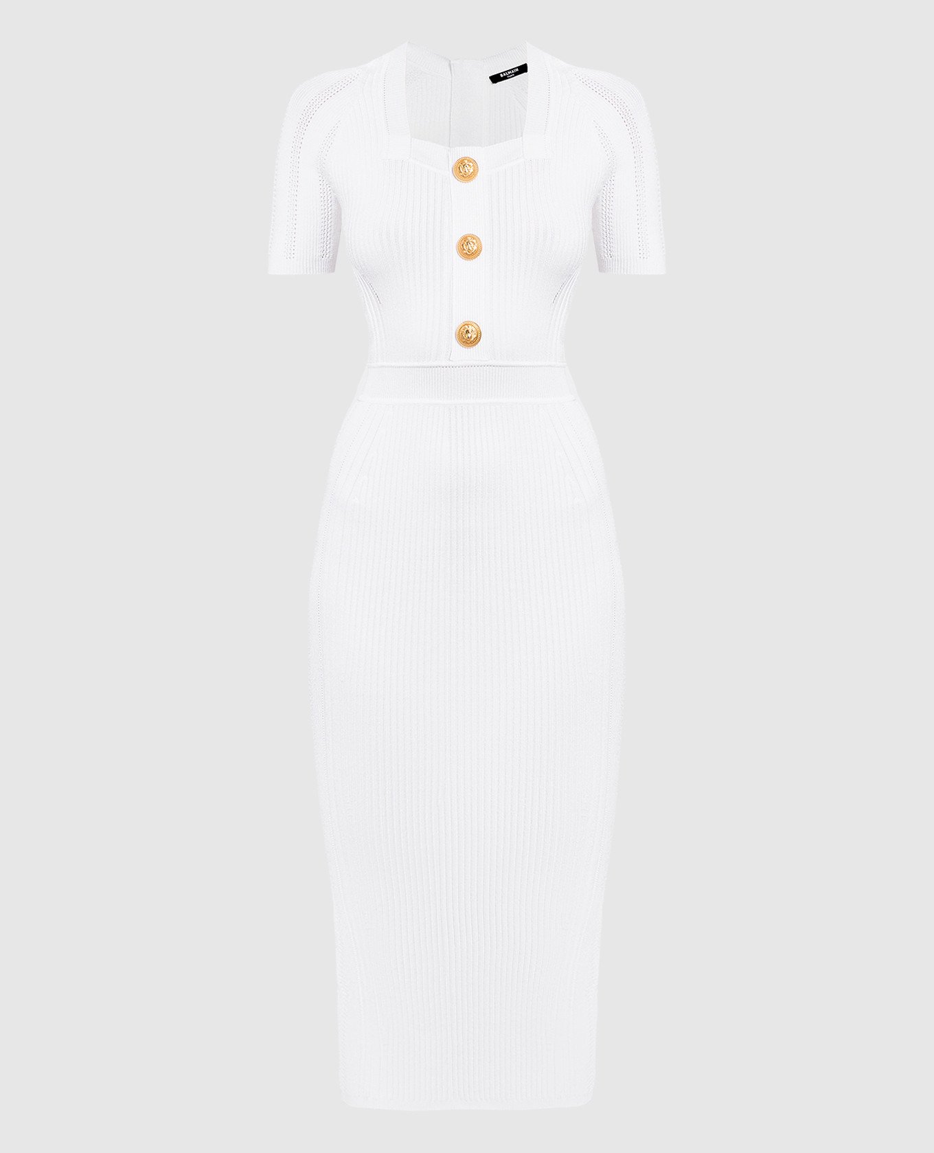 White ribbed midi dress