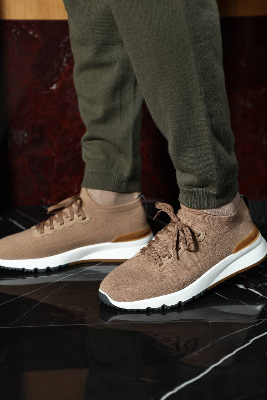 Brunello Cucinelli Коричневые кроссовки из шерсти MZUWLSO253 изображение 6