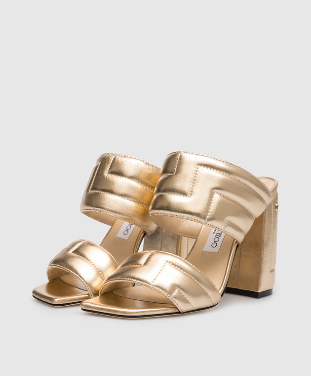 Jimmy Choo Golden leather Themis mules with figured quilting THEMISSANDAL100RBA изображение 2