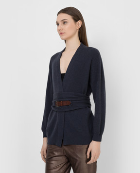 Brunello Cucinelli Темно-синій кардиган із кашеміру M12164326