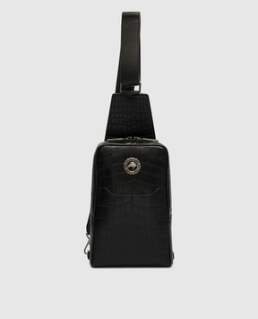 Stefano Ricci Чорна сумка-слінг зі шкіри крокодила з логотипом ND219GUCSVD
