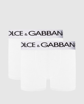 Dolce&Gabbana Набор белых трусов-боксеров с узором логотипа. M9D70JONN97