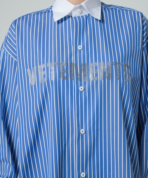 Vetements - Blue striped shirt with crystal logo UE64SH210N - buy