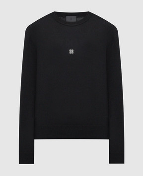 Givenchy Черный джемпер из шерсти и кашемира с логотипом узором. BW90KL4ZFZ