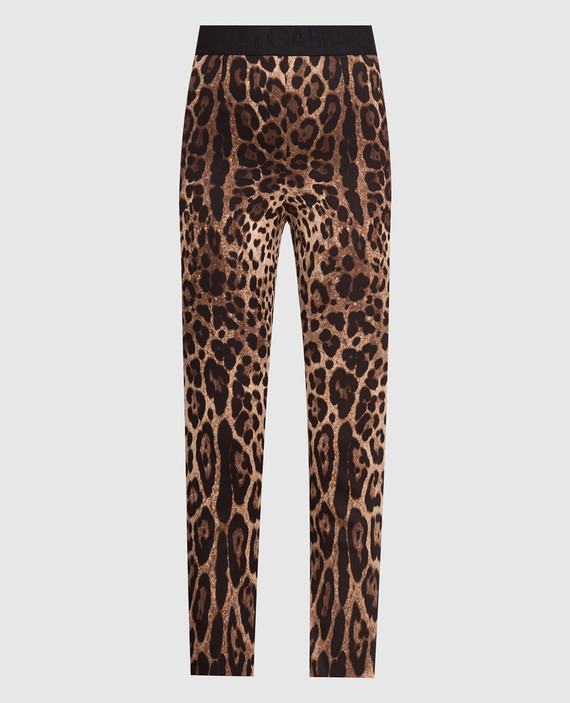 Brown leopard print silk leggings