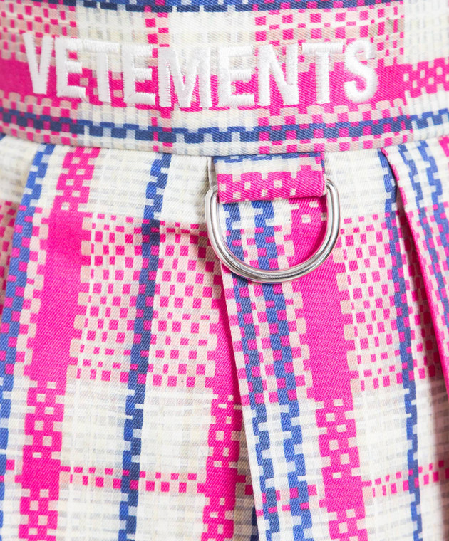 Vetements Pink skirt with pleated check UE54SK380H image 5