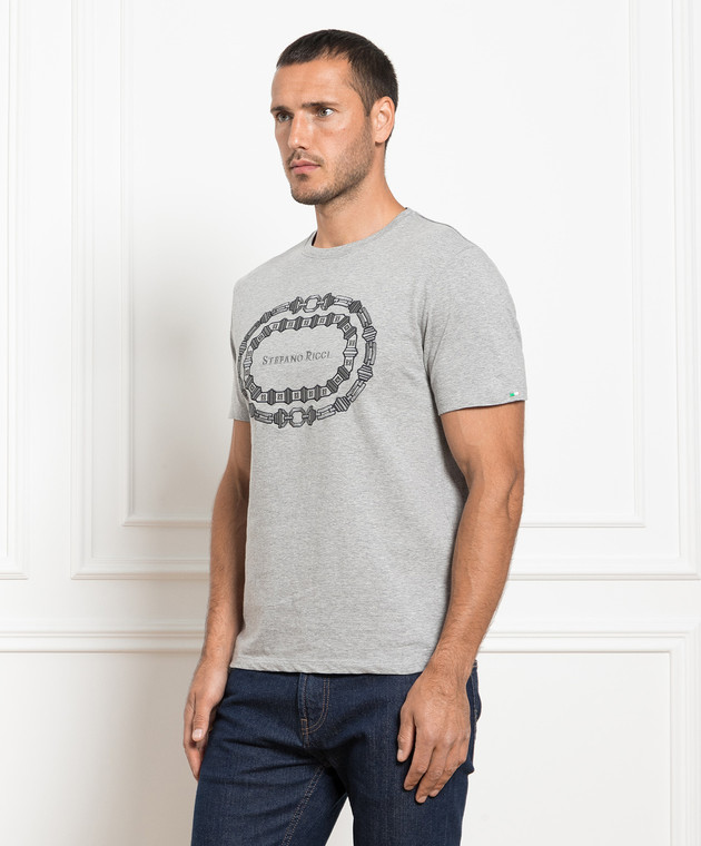 Stefano Ricci Gray t-shirt with logo embroidery MNH3302620803CO image 3