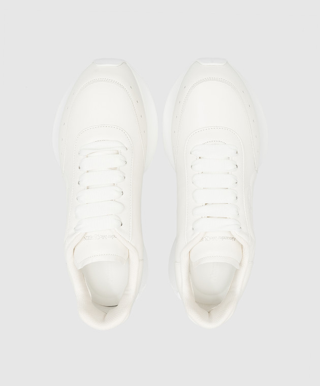 Alexander McQueen White leather sneakers with embossed logo 687995WIC94 image 4