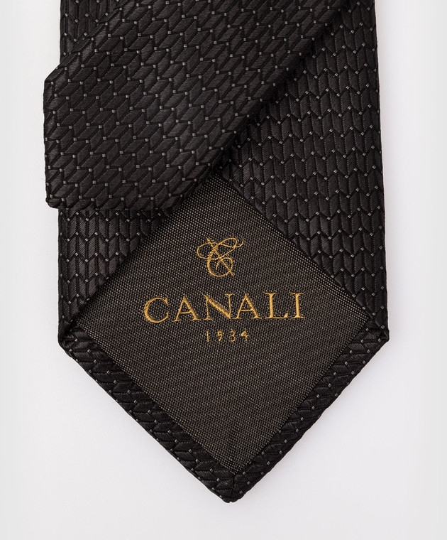 Canali Темно-сіра шовкова краватка у візерунок HJ0343389 зображення 4