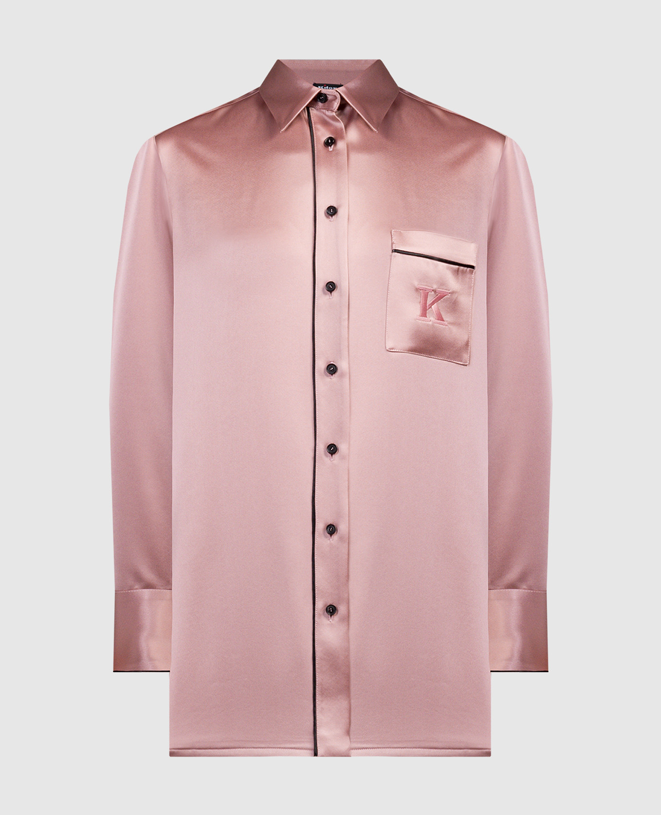 Pink blouse with logo embroidery