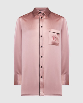 Kiton Розовая блуза с вышивкой логотипа D52446K04S46