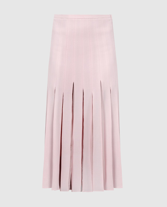 Розовая юбка-плиссе Binka из шерсти и шелка