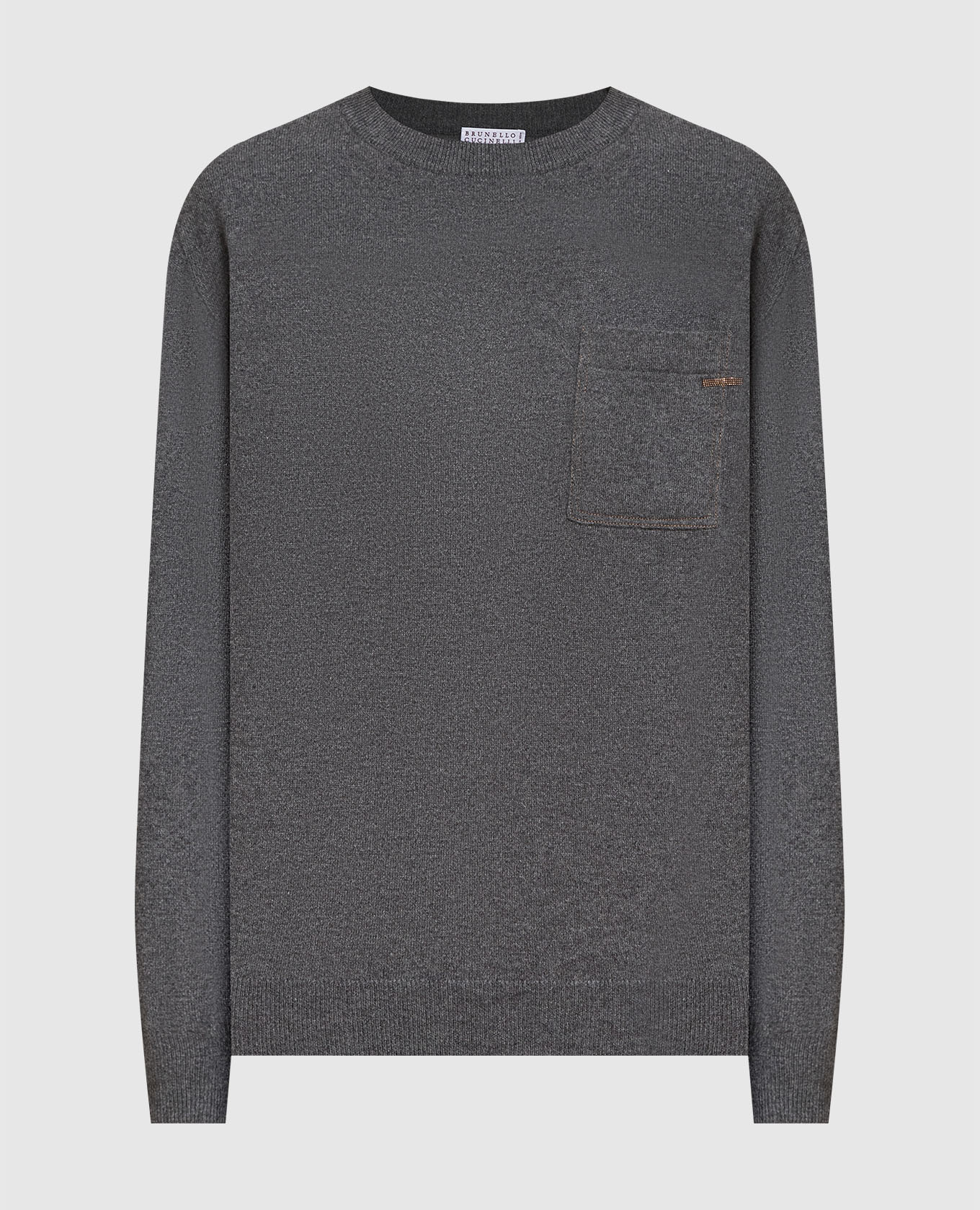 Gray cashmere jumper with monil chain
