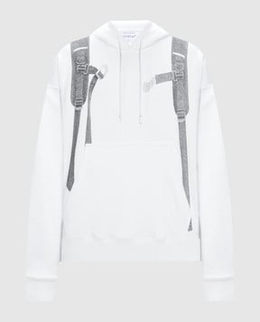 Off-White Белые худи Backpack с принтом OMBB085F23FLE031
