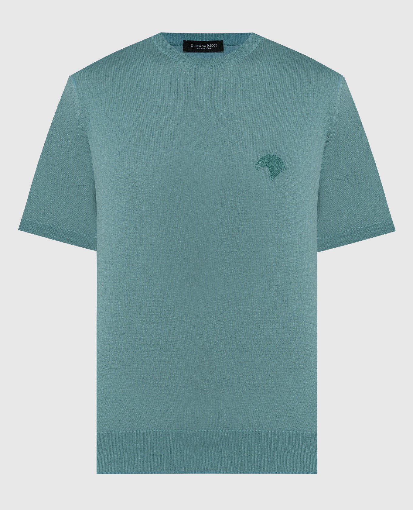 Green t-shirt with logo emblem embroidery