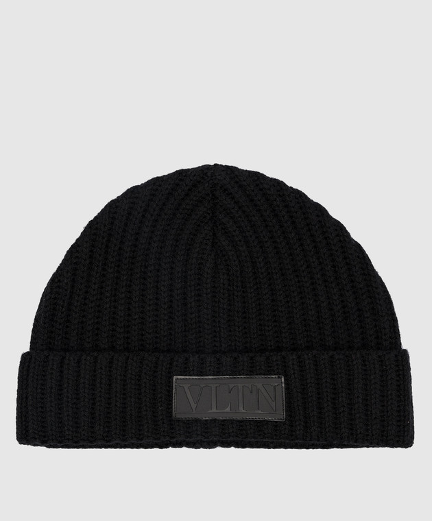 Valentino Black wool cap with VLTN logo 3Y2HB01RHUN