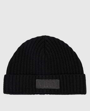 Valentino Черная шапка из шерсти с логотипом VLTN 3Y2HB01RHUN