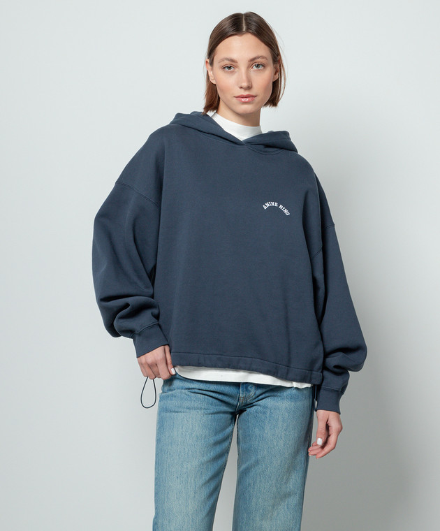 Anine Bing Blue logo embroidered Lucy hoodie A086802420 buy