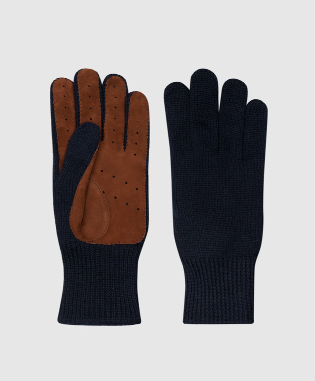 Brunello Cucinelli Blue cashmere gloves M2292118 image 3