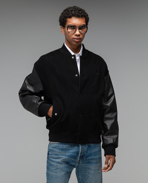 Alexander McQueen Черный комбинированный бомбер с логотипом 760447Q5HXX